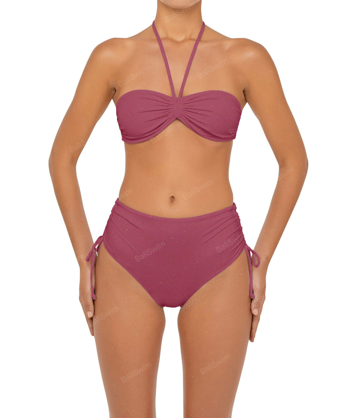 BSWS-B89 Side Ruched High Rise Bikini Bottom