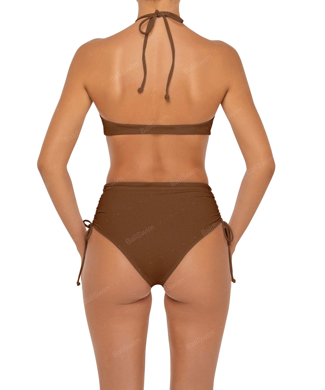 BSWS-B89 Side Ruched High Rise Bikini Bottom