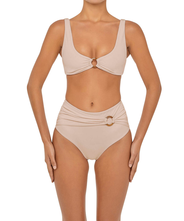 BSWS-B90 High Waisted Waist Belted O'Ring Bikini Bottom