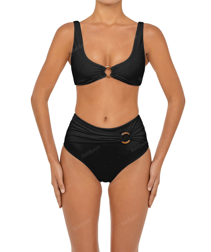 BSWS-B90 High Waisted Waist Belted O'Ring Bikini Bottom