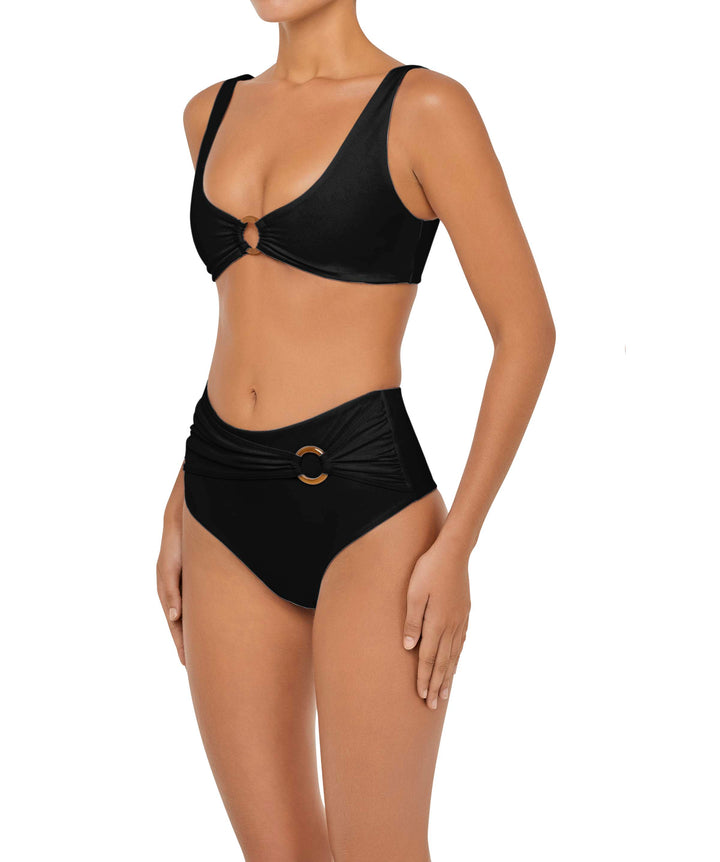 BSWS-B90 High Waisted Waist Belted O'Ring Bikini Bottom