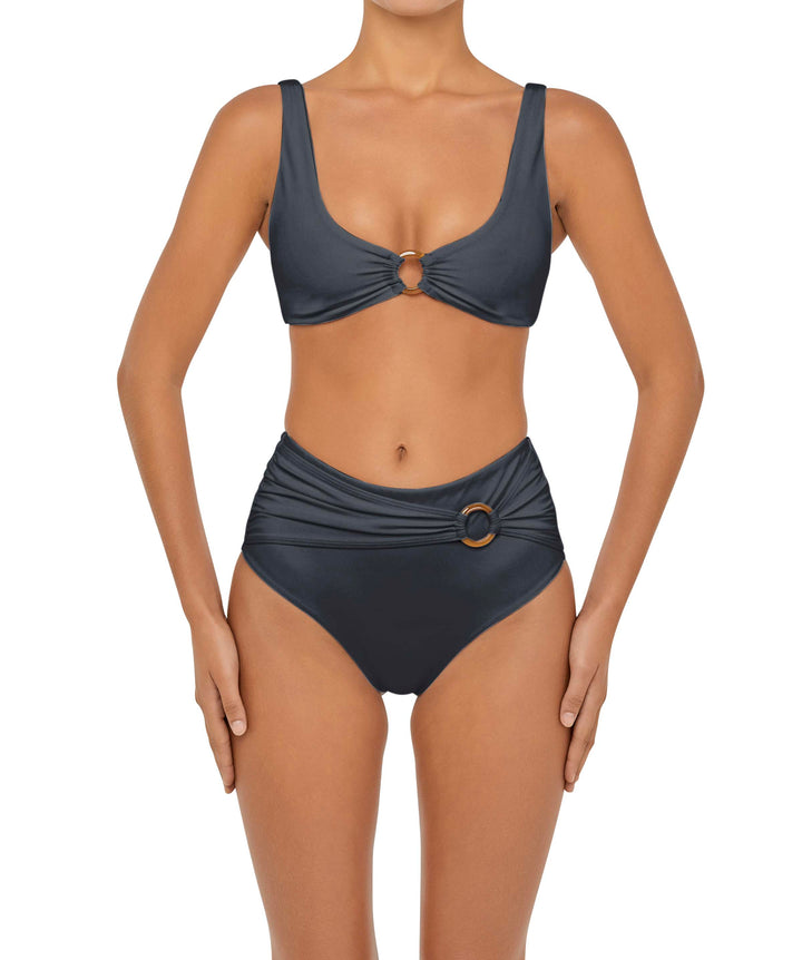 BSWS-B90 High Waisted Waist Belted O'Ring Bikini Bottom