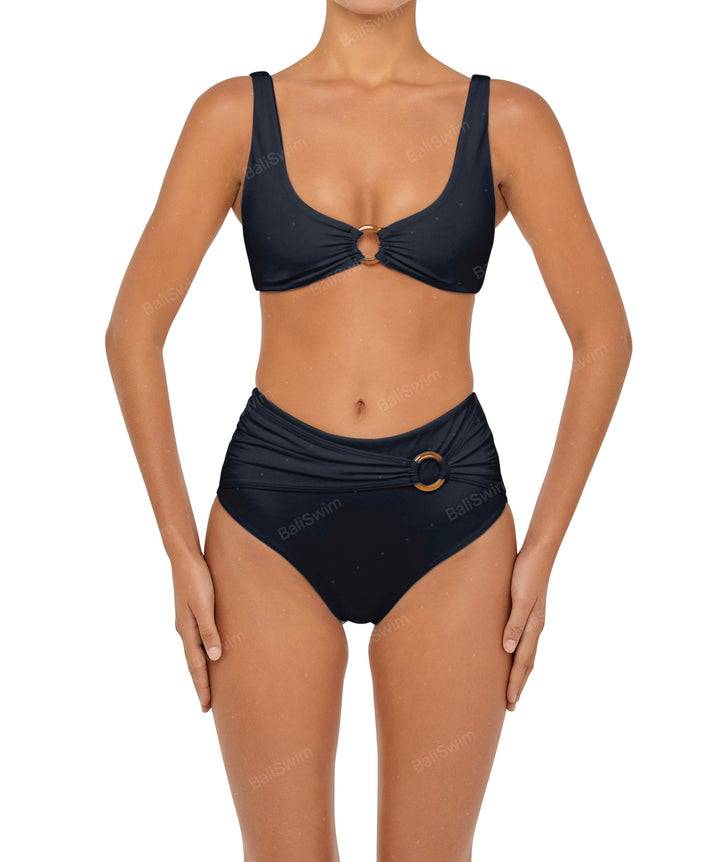 BSWS-B90 High Waisted Waist Belted O'Ring Bikini Bottom
