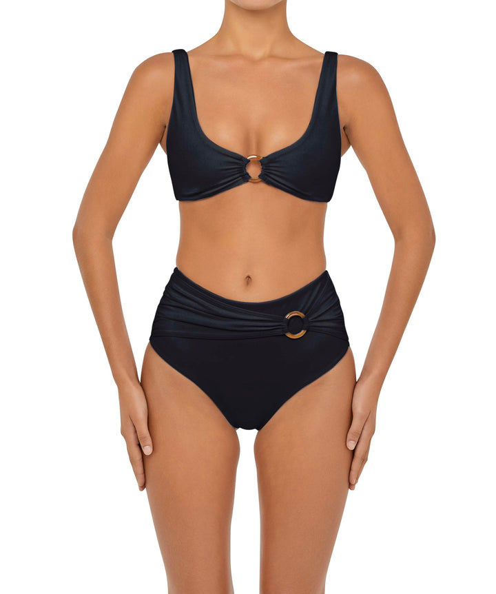 BSWS-B90 High Waisted Waist Belted O'Ring Bikini Bottom
