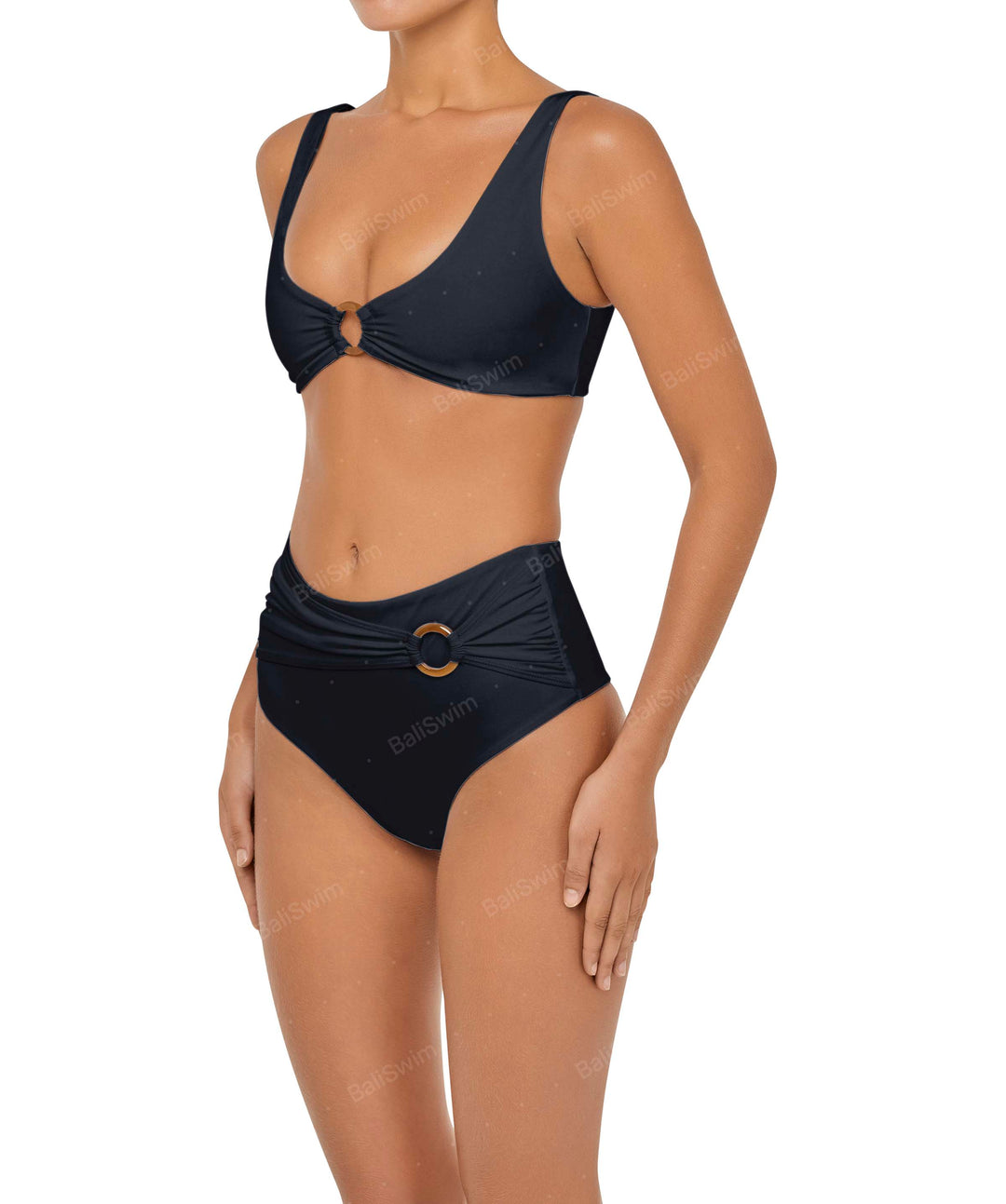 BSWS-B90 High Waisted Waist Belted O'Ring Bikini Bottom