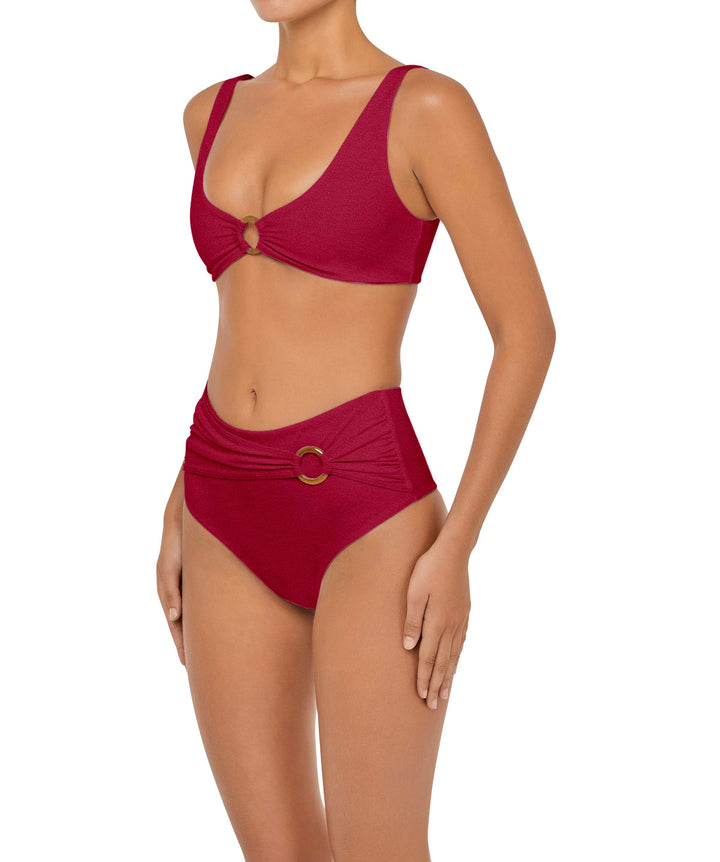 BSWS-B90 High Waisted Waist Belted O'Ring Bikini Bottom