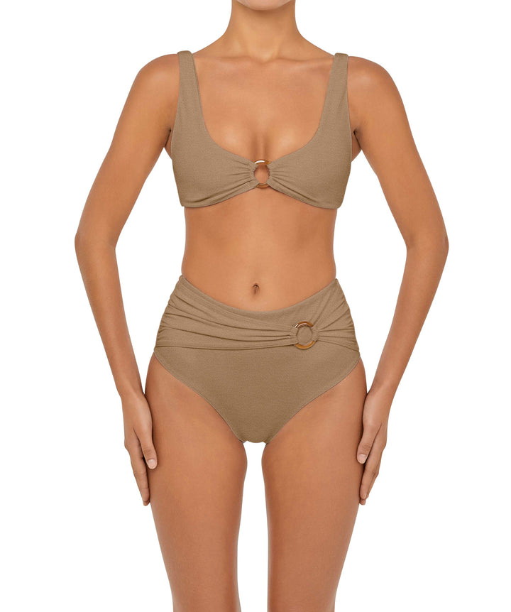BSWS-B90 High Waisted Waist Belted O'Ring Bikini Bottom