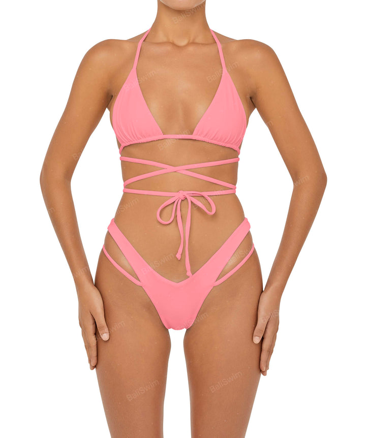 BSWS-T91 Wrap Around Straps Halter Bikini Top