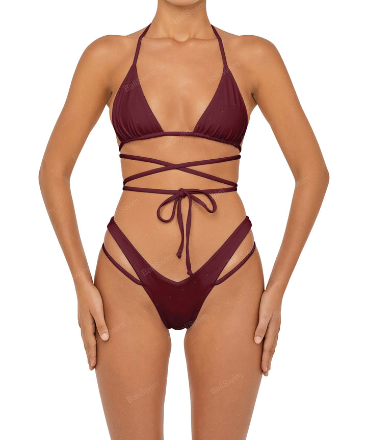 BSWS-T91 Wrap Around Straps Halter Bikini Top