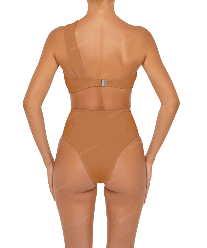 BSWS-T92 Ruched One Shoulder Bikini Top
