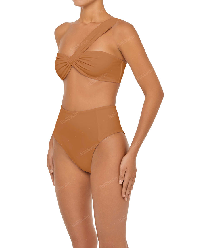 BSWS-T92 Ruched One Shoulder Bikini Top