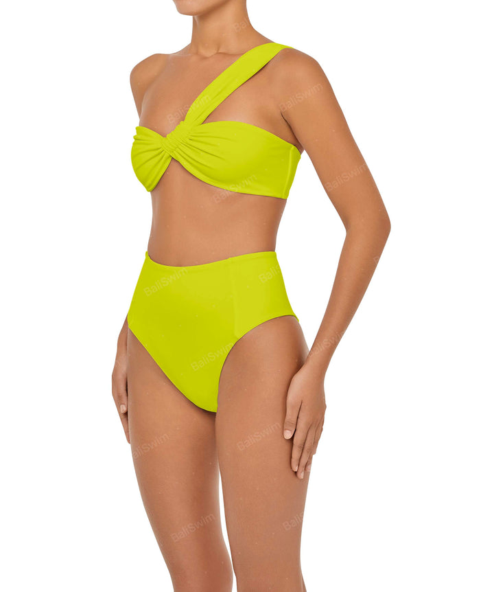 BSWS-T92 Ruched One Shoulder Bikini Top