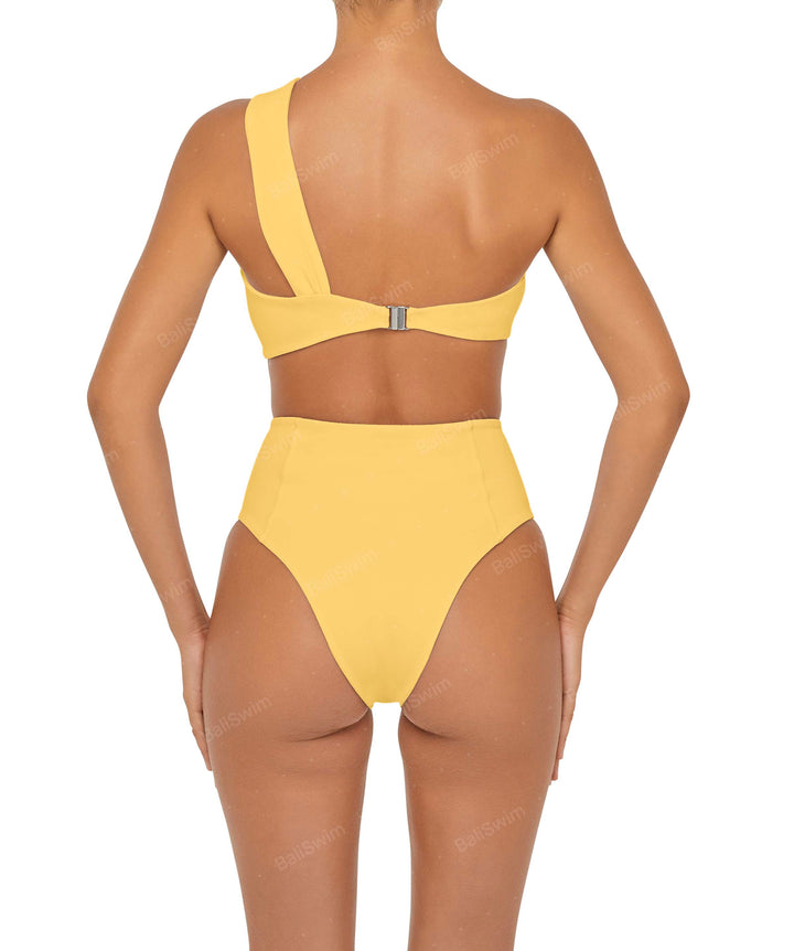 BSWS-T92 Ruched One Shoulder Bikini Top