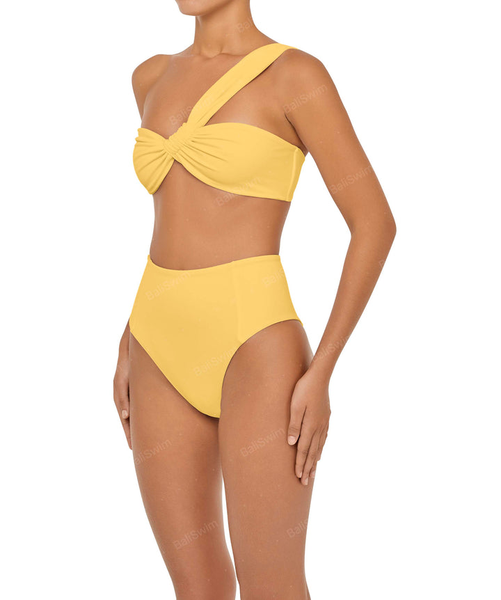 BSWS-T92 Ruched One Shoulder Bikini Top