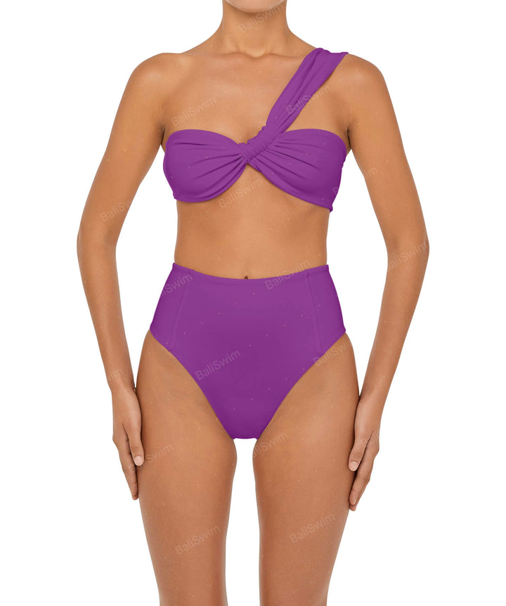 BSWS-T92 Ruched One Shoulder Bikini Top