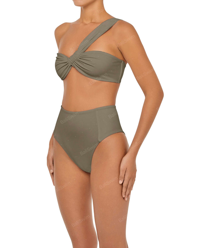 BSWS-T92 Ruched One Shoulder Bikini Top
