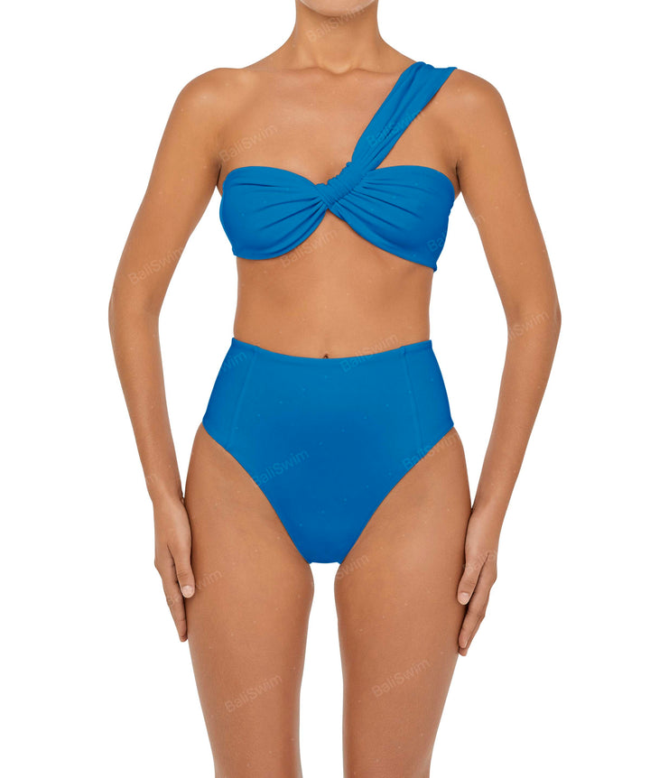 BSWS-T92 Ruched One Shoulder Bikini Top