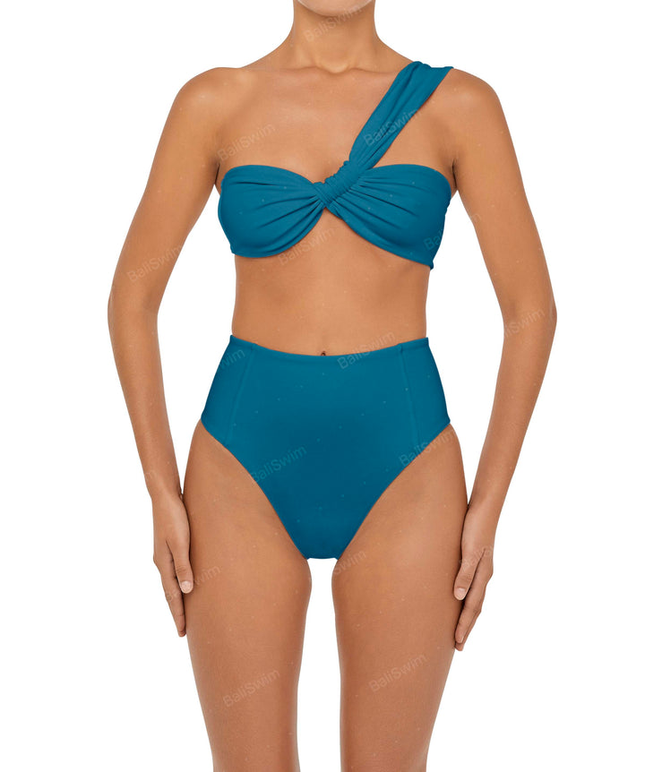 BSWS-T92 Ruched One Shoulder Bikini Top