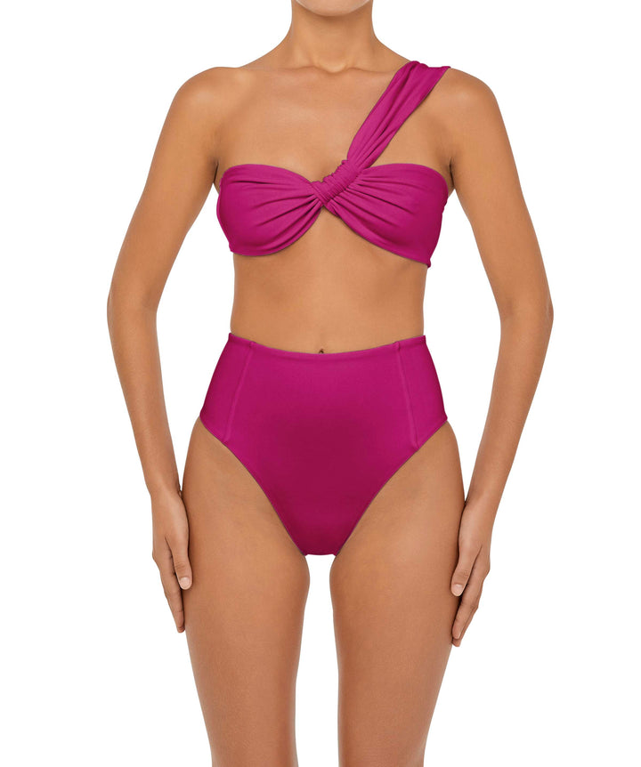 BSWS-T92 Ruched One Shoulder Bikini Top