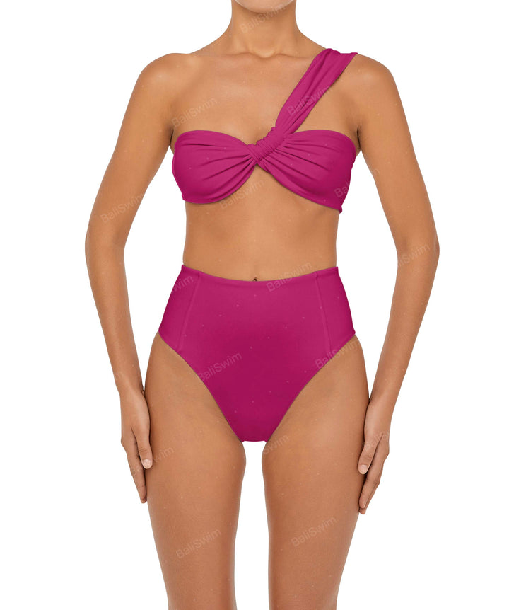 BSWS-T92 Ruched One Shoulder Bikini Top
