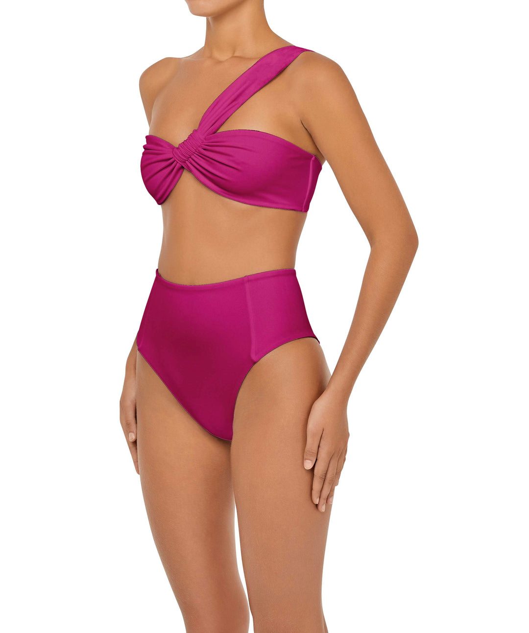 BSWS-T92 Ruched One Shoulder Bikini Top