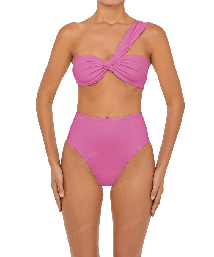 BSWS-T92 Ruched One Shoulder Bikini Top