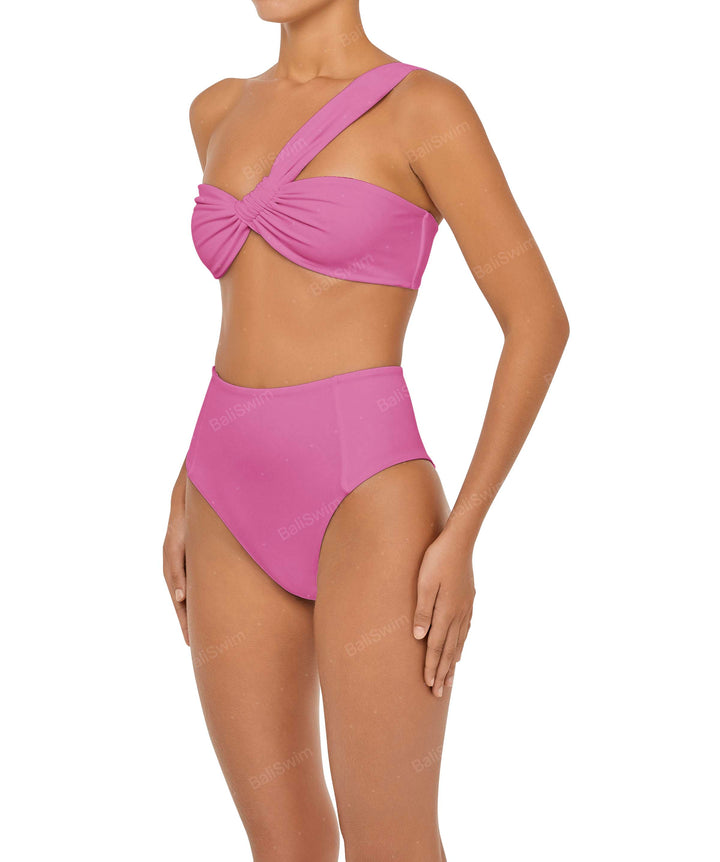 BSWS-T92 Ruched One Shoulder Bikini Top