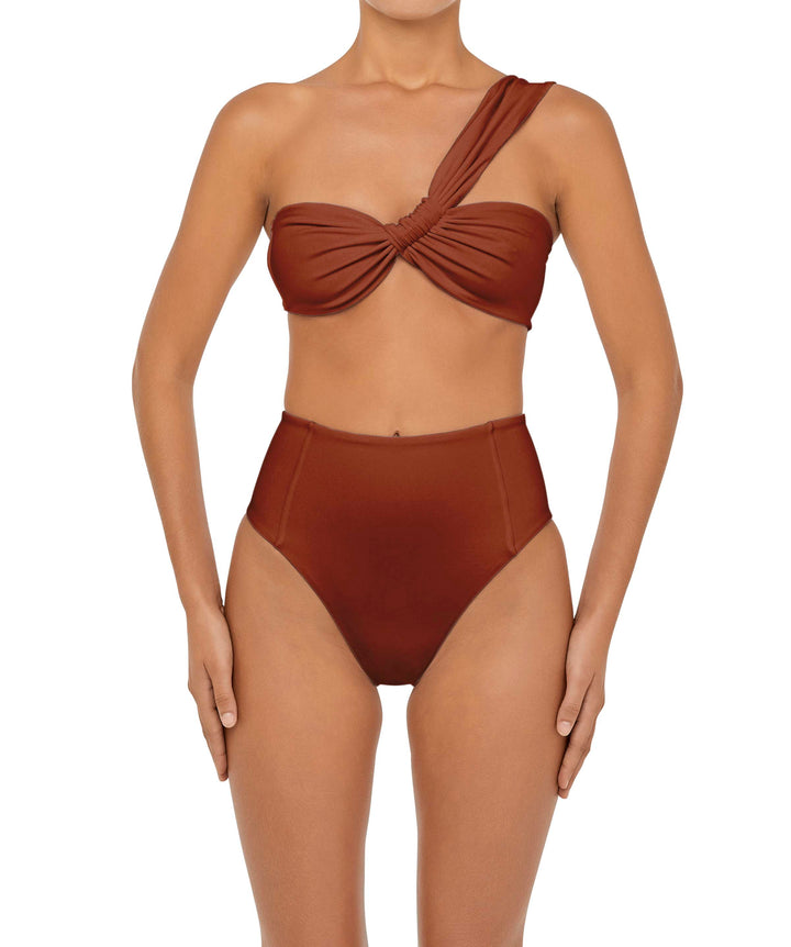 BSWS-T92 Ruched One Shoulder Bikini Top