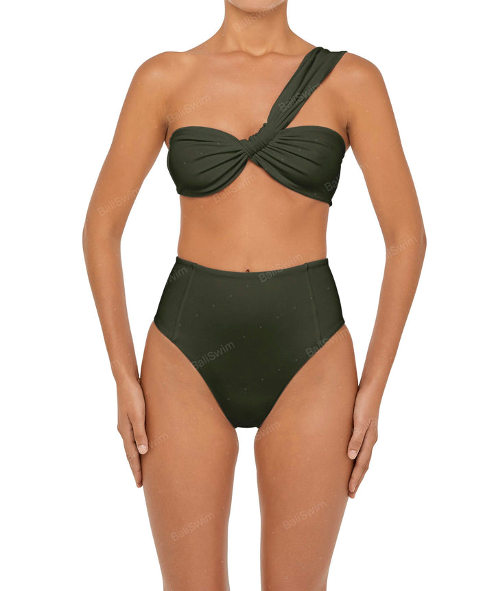 BSWS-T92 Ruched One Shoulder Bikini Top