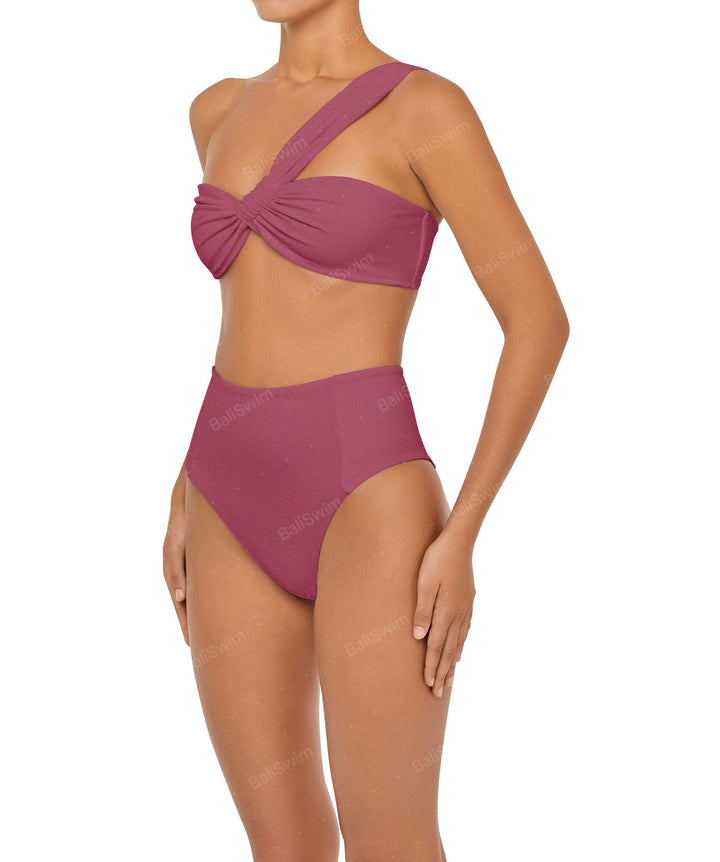 BSWS-T92 Ruched One Shoulder Bikini Top