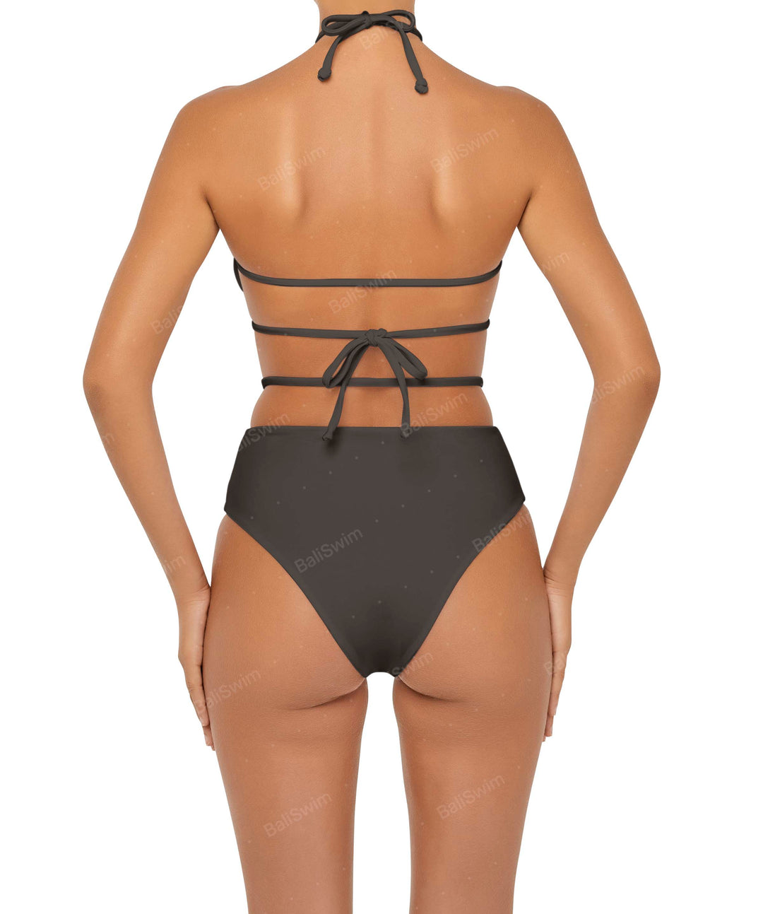 BSWS-B93 High Waisted Strap Cutout Bikini Bottom