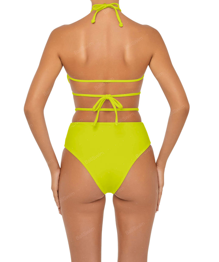 BSWS-B93 High Waisted Strap Cutout Bikini Bottom