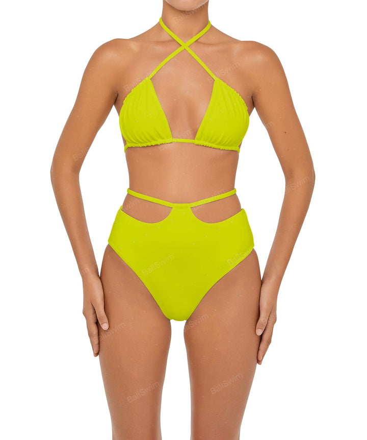BSWS-B93 High Waisted Strap Cutout Bikini Bottom