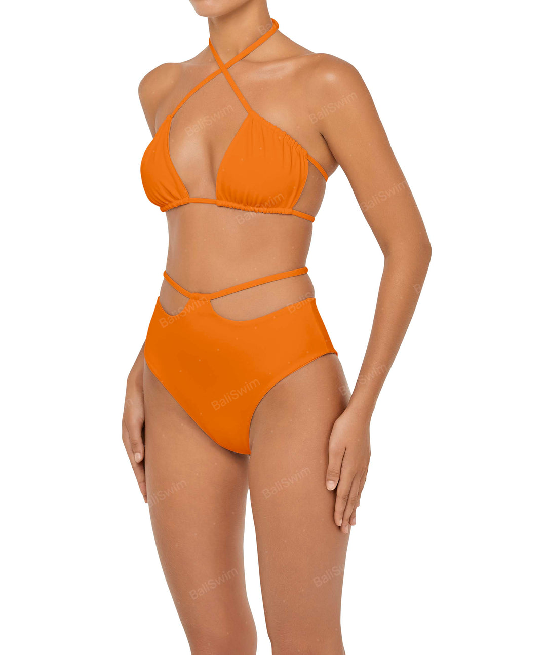 BSWS-B93 High Waisted Strap Cutout Bikini Bottom