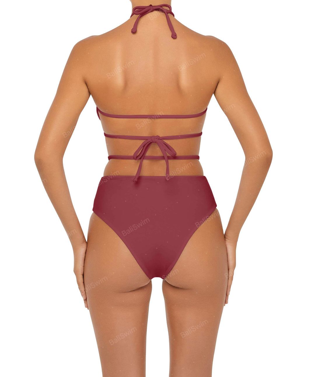 BSWS-B93 High Waisted Strap Cutout Bikini Bottom