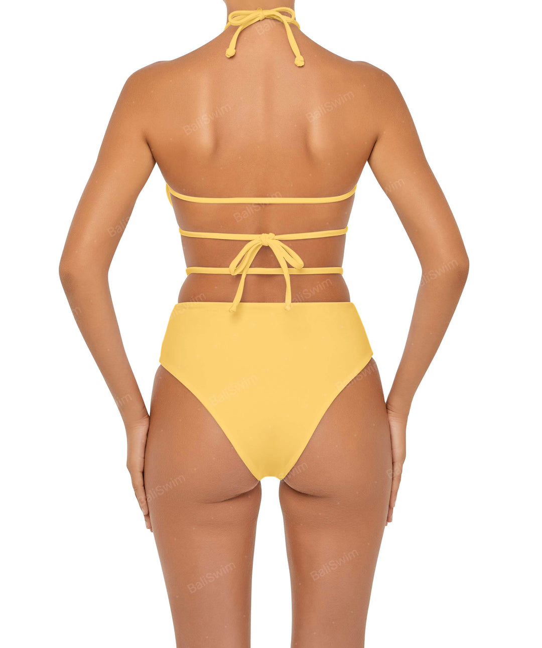 BSWS-B93 High Waisted Strap Cutout Bikini Bottom