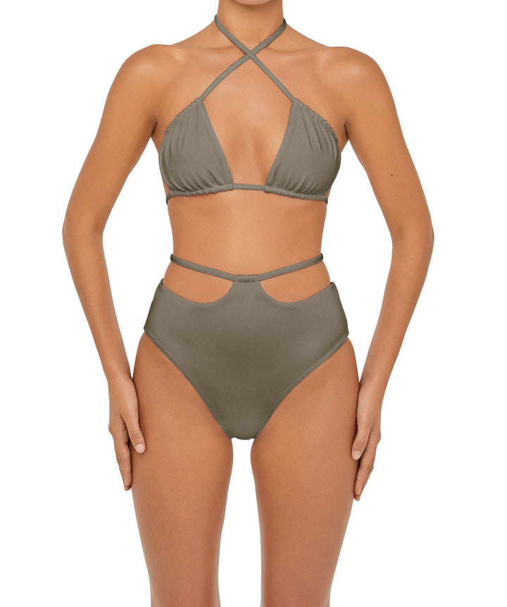 BSWS-B93 High Waisted Strap Cutout Bikini Bottom