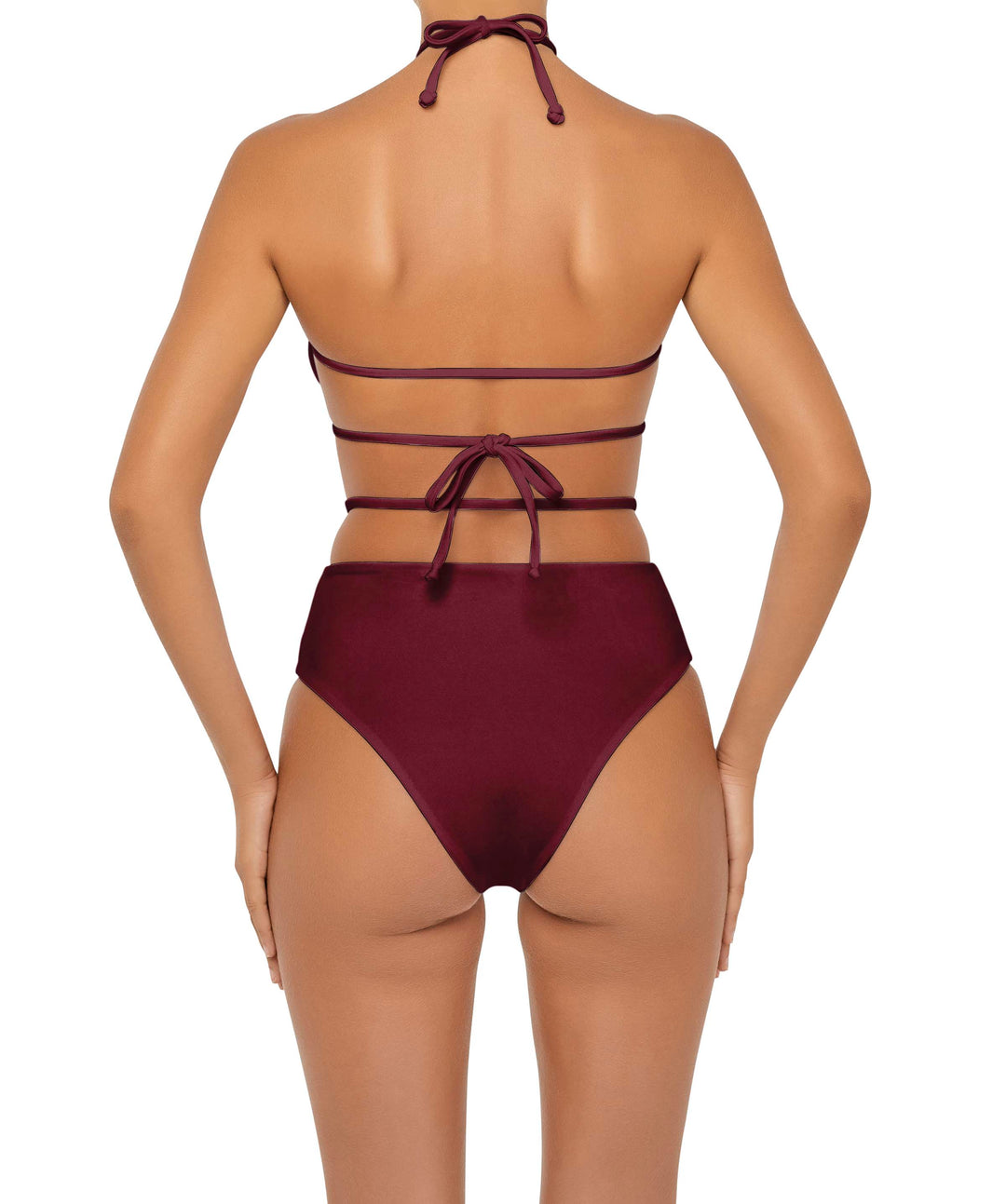 BSWS-B93 High Waisted Strap Cutout Bikini Bottom