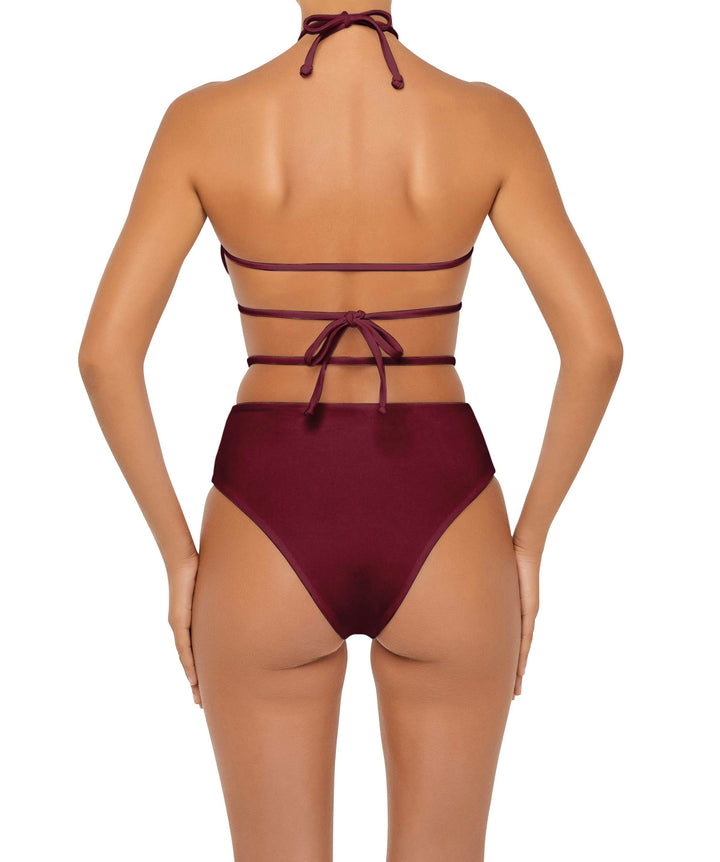 BSWS-B93 High Waisted Strap Cutout Bikini Bottom