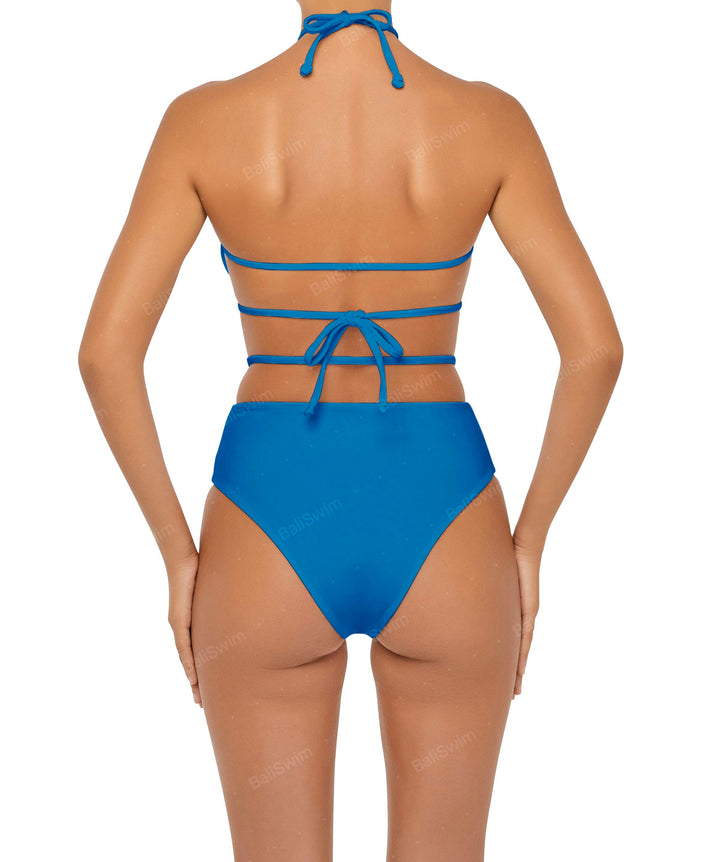 BSWS-B93 High Waisted Strap Cutout Bikini Bottom