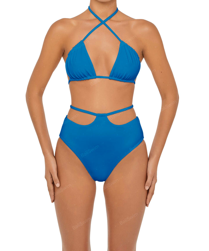 BSWS-B93 High Waisted Strap Cutout Bikini Bottom