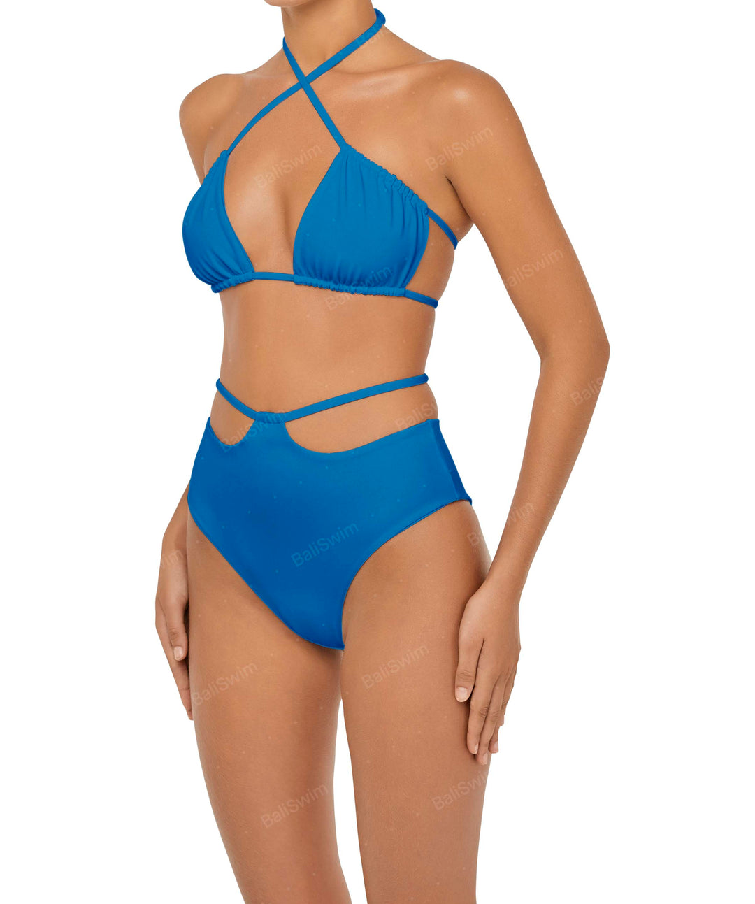 BSWS-B93 High Waisted Strap Cutout Bikini Bottom