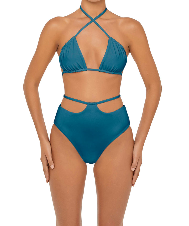 BSWS-B93 High Waisted Strap Cutout Bikini Bottom