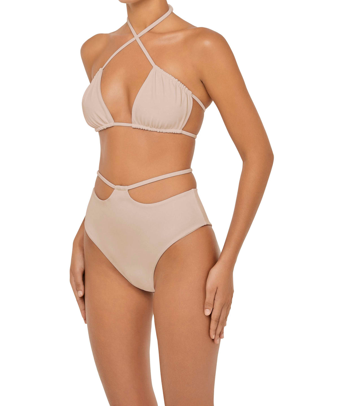 BSWS-B93 High Waisted Strap Cutout Bikini Bottom