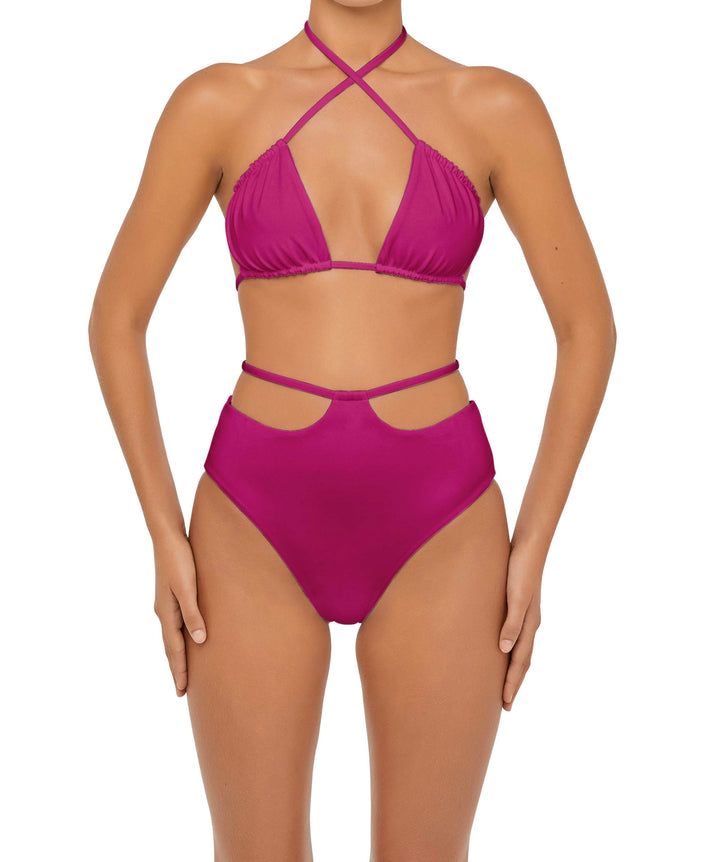 BSWS-B93 High Waisted Strap Cutout Bikini Bottom