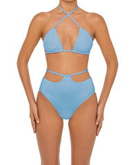 BSWS-B93 High Waisted Strap Cutout Bikini Bottom