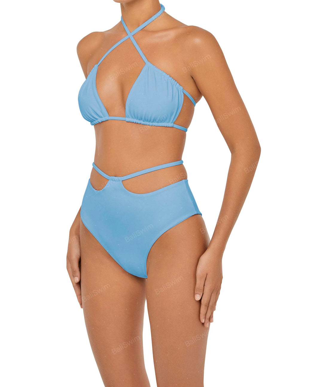 BSWS-B93 High Waisted Strap Cutout Bikini Bottom