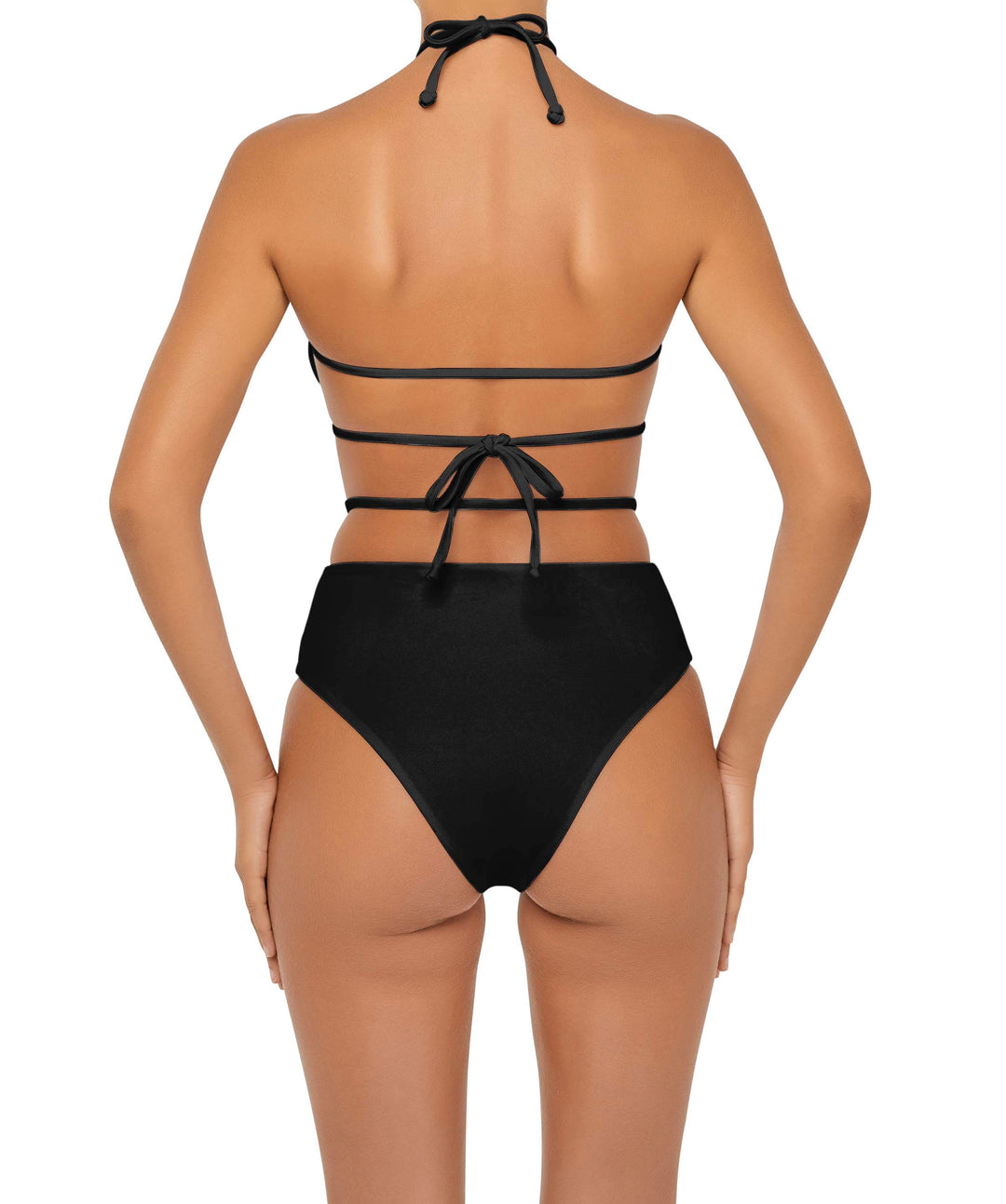 BSWS-B93 High Waisted Strap Cutout Bikini Bottom