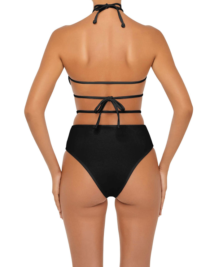 BSWS-B93 High Waisted Strap Cutout Bikini Bottom