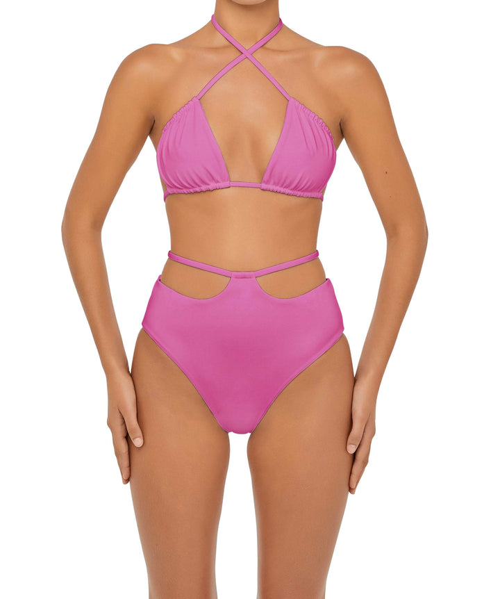 BSWS-B93 High Waisted Strap Cutout Bikini Bottom
